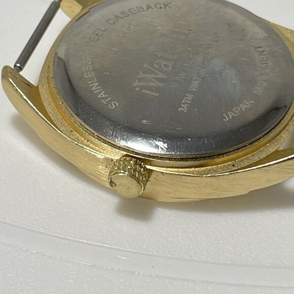 iWatch Gold Tone MOP Dial Quartz Watch Case Japan Movement Rhinestone Bezel - Picture 4 of 6